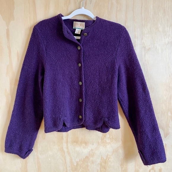 Vintage Braemar Petites by Jeremy Scott | 100% Wool Button Down Sweater Jacket - Picture 1 of 5